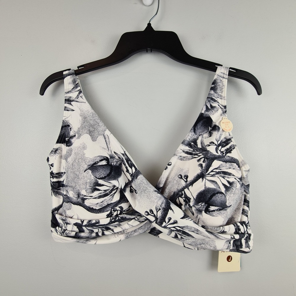ArteSands Maluradae Delacroix Bikini Top Black White Bird Print D-G Cup US 14+